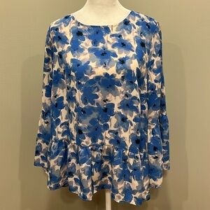 J. Crew Factory Blue Floral Blouse